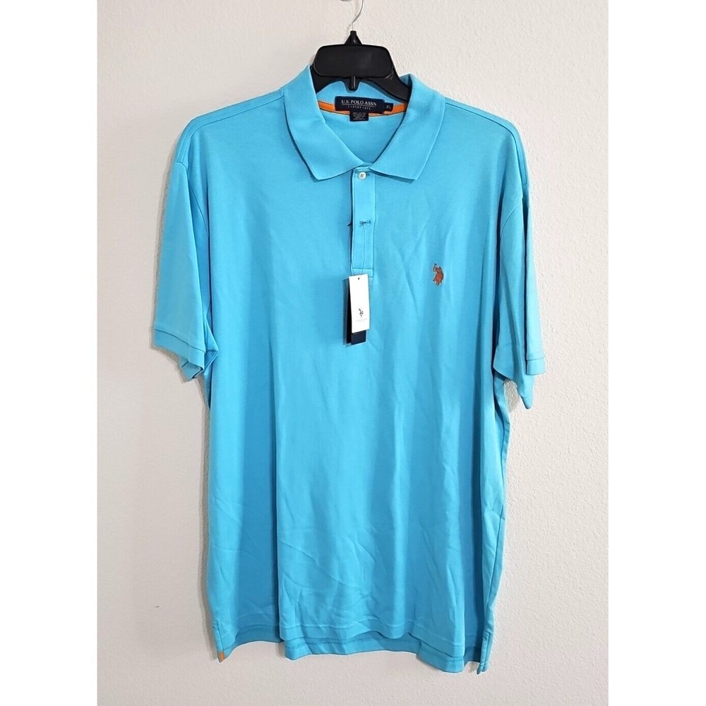 U.S. Polo ASSN Polo Shirt Men's XL Blue Golfing 2 Button Luxury Feel Shirt
